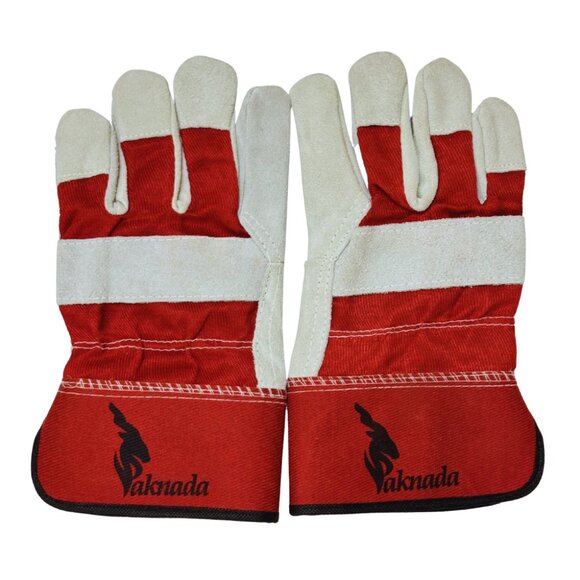 PAKNADA CowSplit leather Gloves 1Pair Red Single Palm for Industrial Outdoor - Picture 2 of 7
